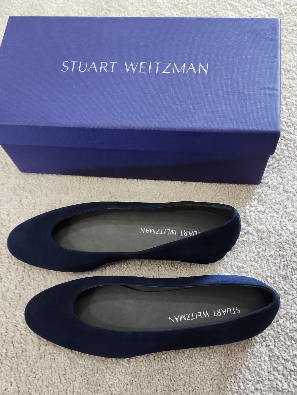 Stuart Weitzman Navy Suede Chic Flats